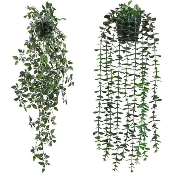 2 Pack Artificial Hanging Plants 2 Pack Fake Potted Plants Wall Home Room Office - Picture 1 of 6